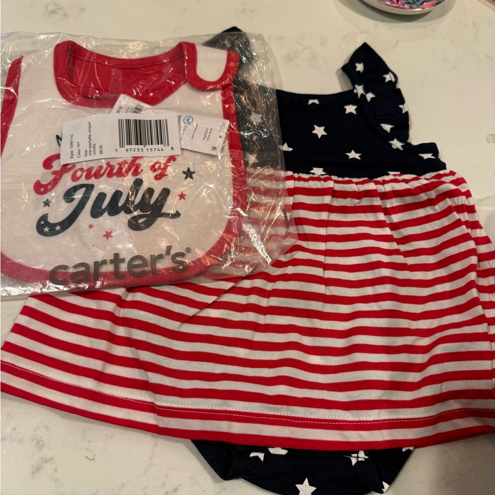 Carter's Red and Blue Striped Baby Dress Set